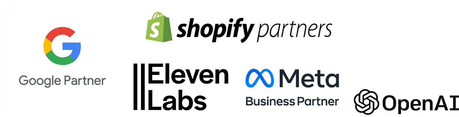 Google Partner · Shopify Partners · ElevenLabs · Meta Business Partner · OpenAI